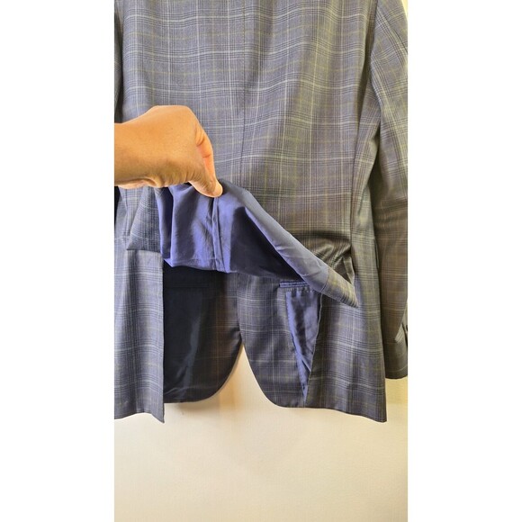 SARTORIA PARTENOPEA NAPOLI Men's 54L Sport Coat Blazer Wool Navy Check Business - Picture 12 of 16